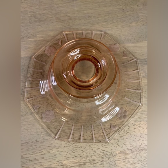 Vintage Pink Depression Glass, Octagon Shape Serving Bowl - Picture 4 of 7